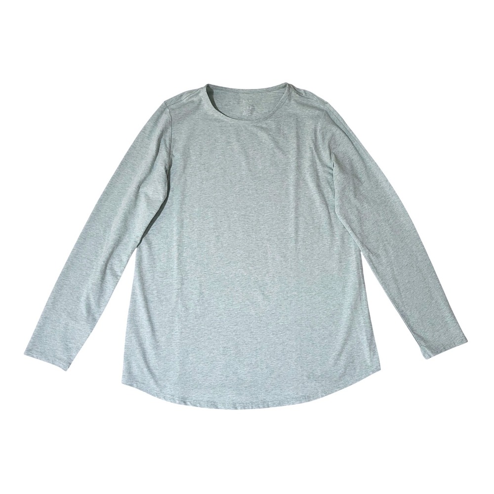Pure Jill Shirttail Tee Women's XS Long Sleeve Heathered Green Cotton Blend Top